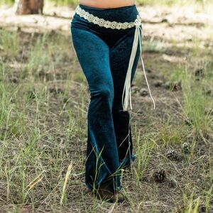 Grassroots California Velvet Bell Bottoms with Floral Design